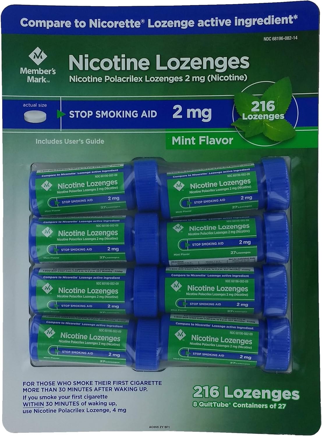 Members Mark 2mg Nicotine Lozenges, Mint (216 Count)