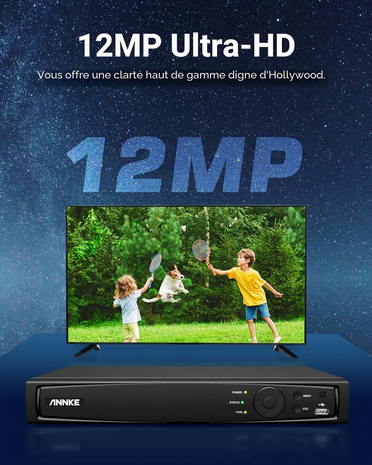 ANNKE NVR PoE 8 Canaux 12MP/4K+, Enregistreur Vidéo Réseau H.265+ | Compatible Caméras IP PoE 12MP/4K/8MP/5MP/3K, Support HDD jusqu'à 8To, Enregistrement Surveillance 24/7