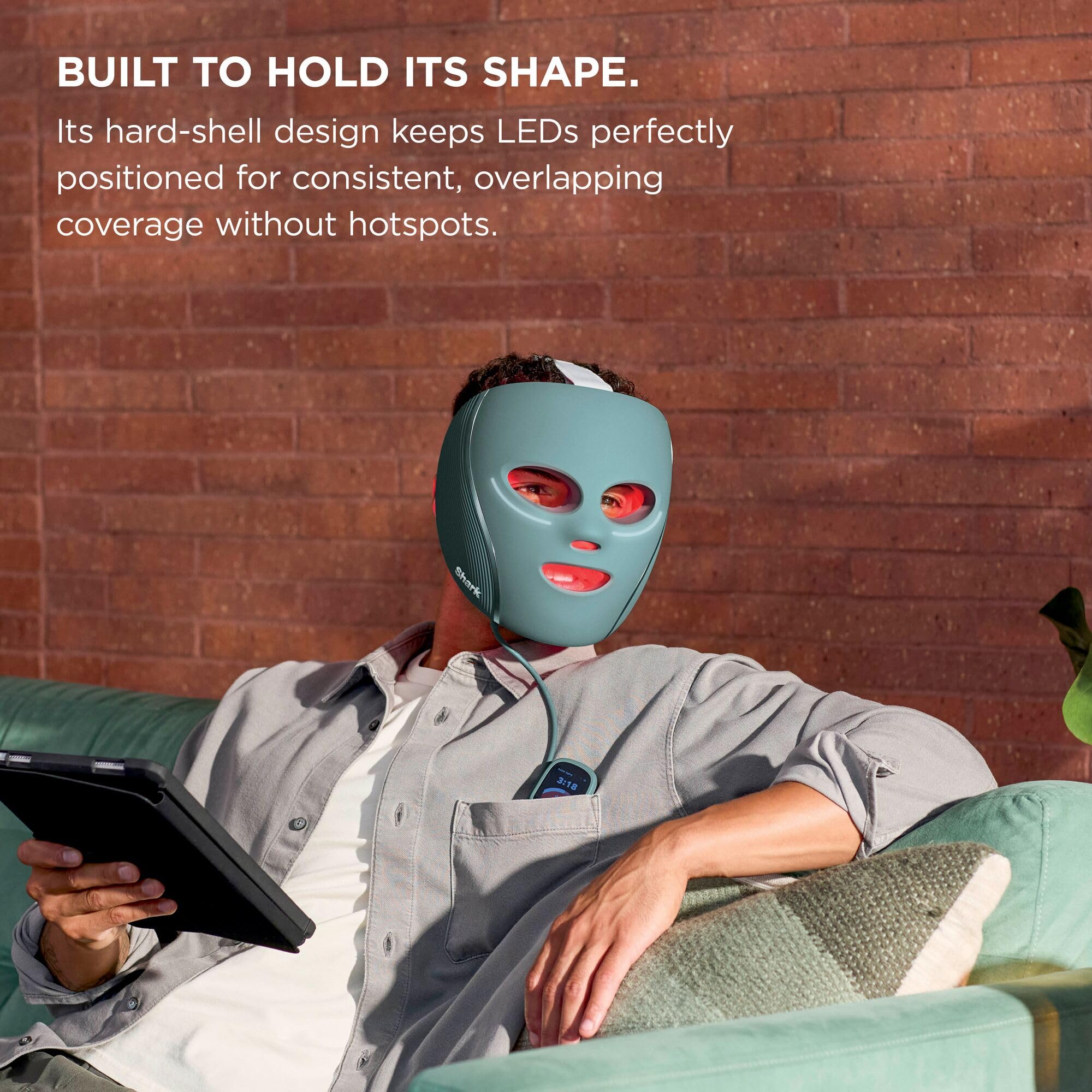 Shark CryoGlow Masque LED avec rafraîchissement du contour des yeux, LED rouge et bleue, photothérapie par lumière infrarouge, USB-C, télécommande, sac de rangement, sangles réglables, lilas FW312EUPL
