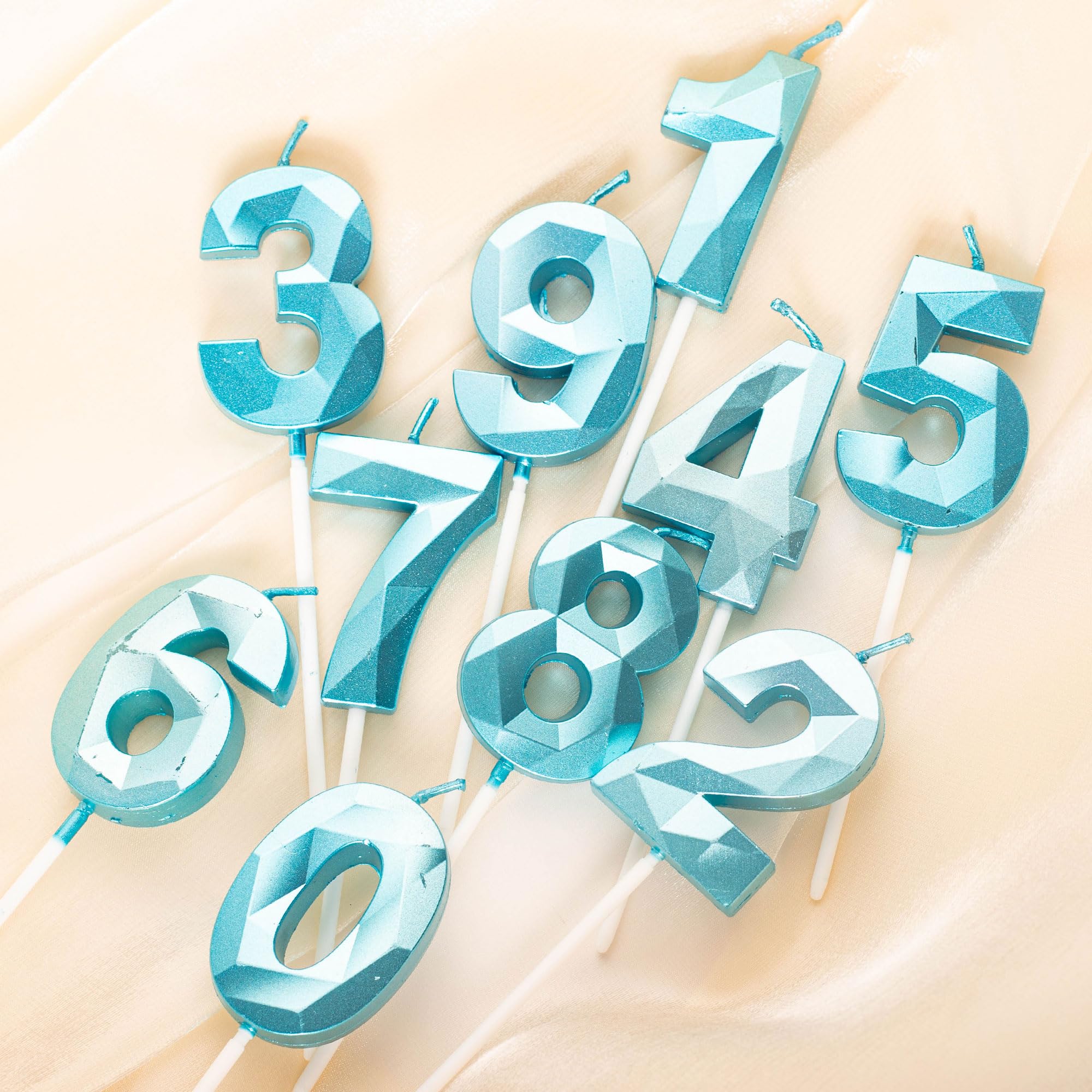 Bougies D'anniversaire Numérotées Bleues - Décoration De Gâteau Pour Anniversaire, Fête, Mariage - Numéro 6