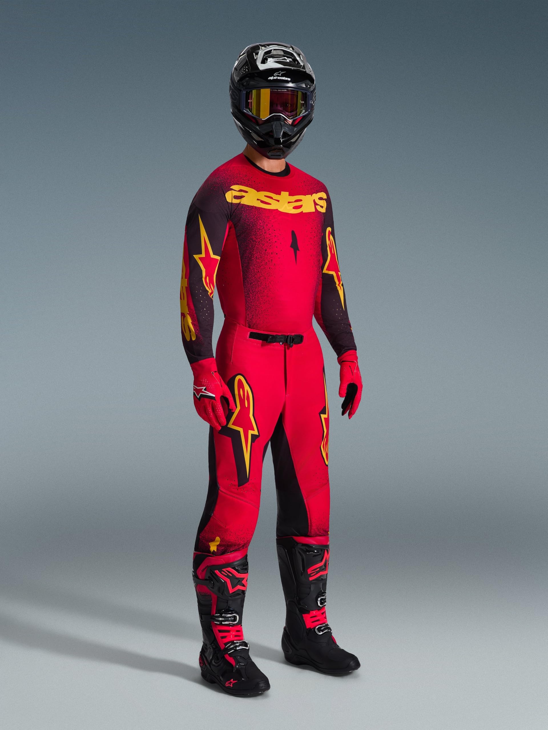 Alpinestars Supertech Scenz Maglia da motocross, nero rosso giallo, XL