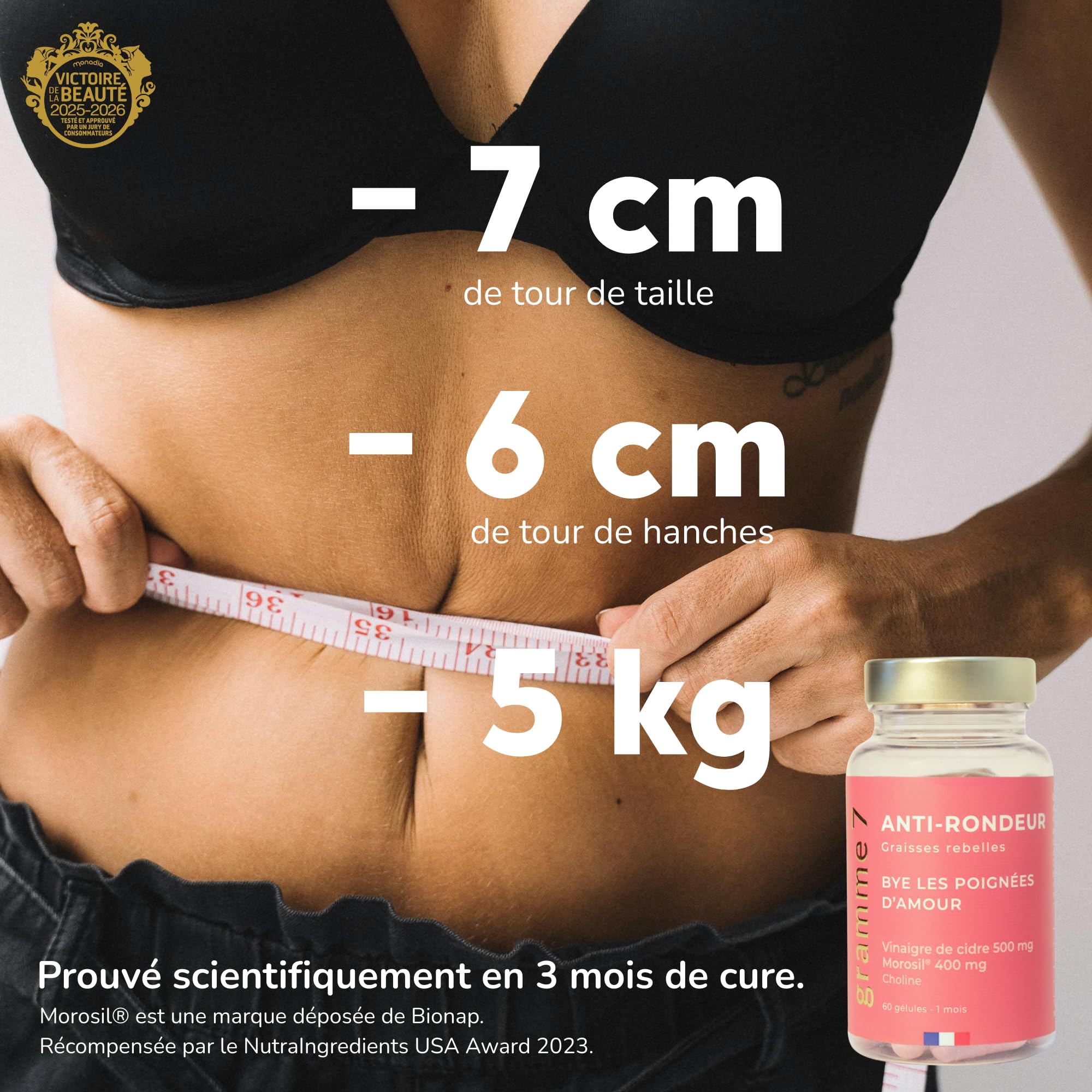 Morosil® 400 mg - Brûleur de Graisse Puissant - Vinaigre de Cidre 500 mg - Choline - Perte de Poids & de Graisse Abdominale - 60 Gélules - Vegan - Fabriqué en France