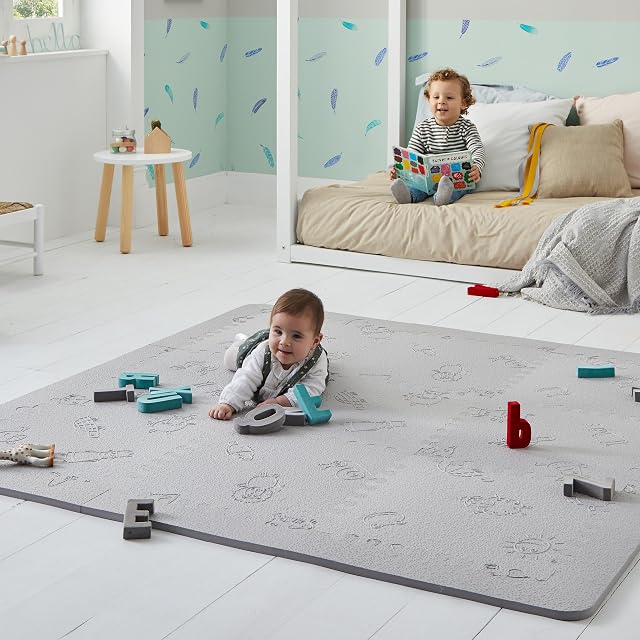 LuBabymats - Alfombra Puzzle Infantil para bebés de Foam (EVA), Suelo Extra Acolchado para niños, Color Gris