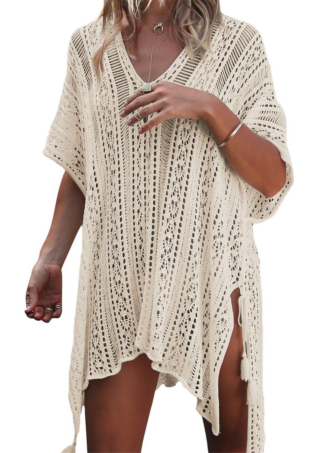 TMEOGWomens Beachwear Cover Ups, Women's Bathing Suit Cover Up Beach Bikini Swimsuit Swimwear Crochet Dress