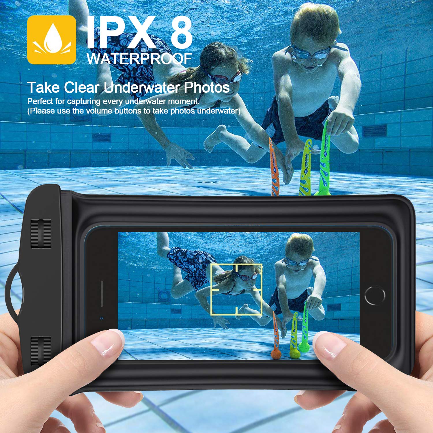 Grefay Custodia Impermeabile Galleggiante per Cellulare [2 Pezzi] IPX8, Impermeabile e Anti-Polvere, con Cordino, Compatibile con Smartphone Fino a 6,8 Pollici