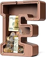 Vista 107 de SummiDate Alcancía de madera de letra para niños y niñas, Alfabeto, regalo de cumpleaños para niños (W)