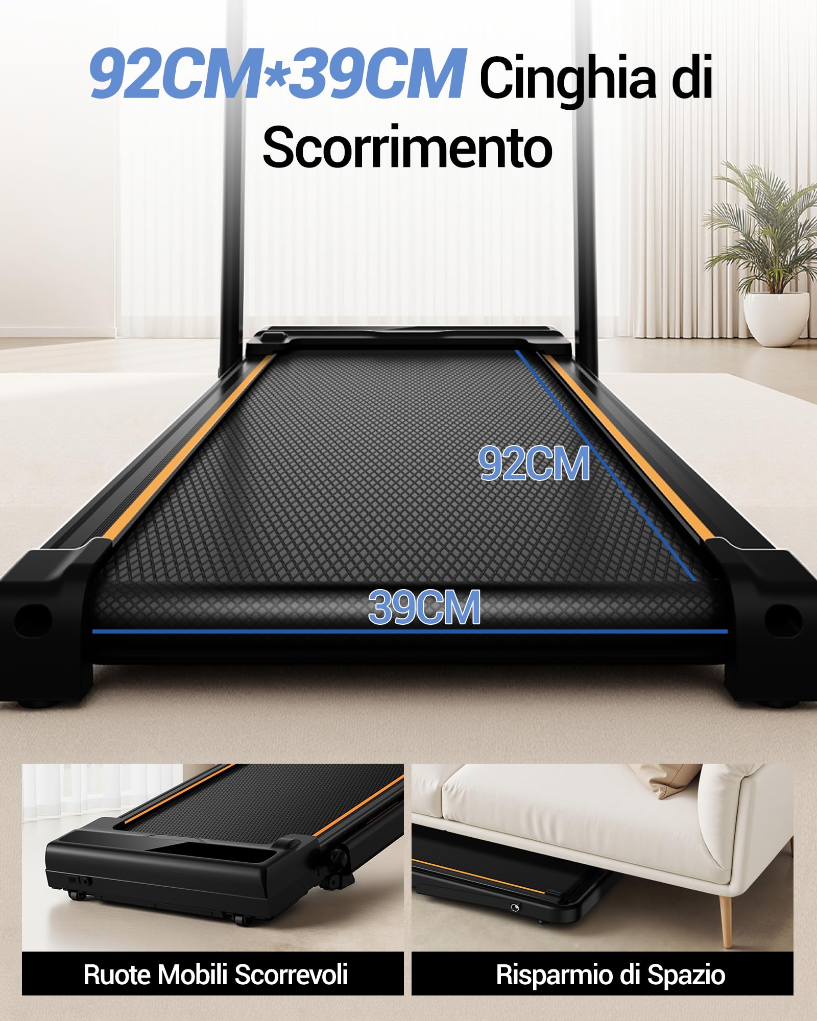UMAY Tapis Roulant Elettrico Pieghevole con Inclinazione 10KM/H, 16% Tapis Roulant Salvaspazio Elettrico, Schermo LED, Telecomando, Tapirulan da Casa 3.0 CV, Mini Walking Pad, Carico Massima 136KG