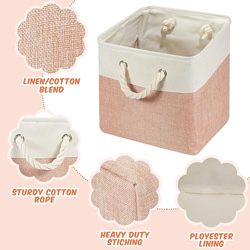 Miniatura 3 de Geiserailie 6 cubos de almacenamiento pequeños plegables con asas de transporte resistentes, multiusos, organizador para el hogar (multicolor, 11 x