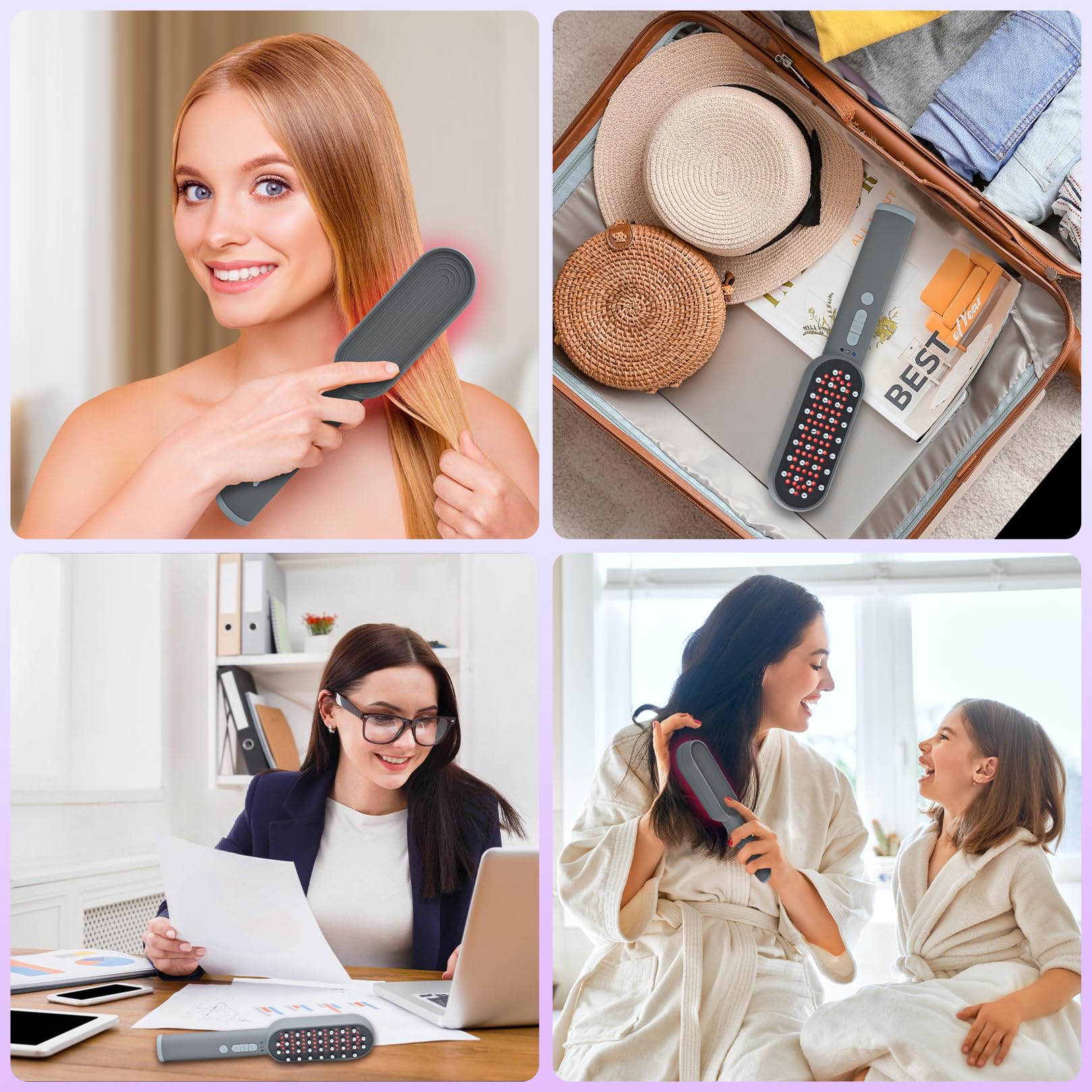 Peine de luz roja para el cabello, terapia cuádruple 630nm 850nm 460nm, anticaída hombres y mujeres