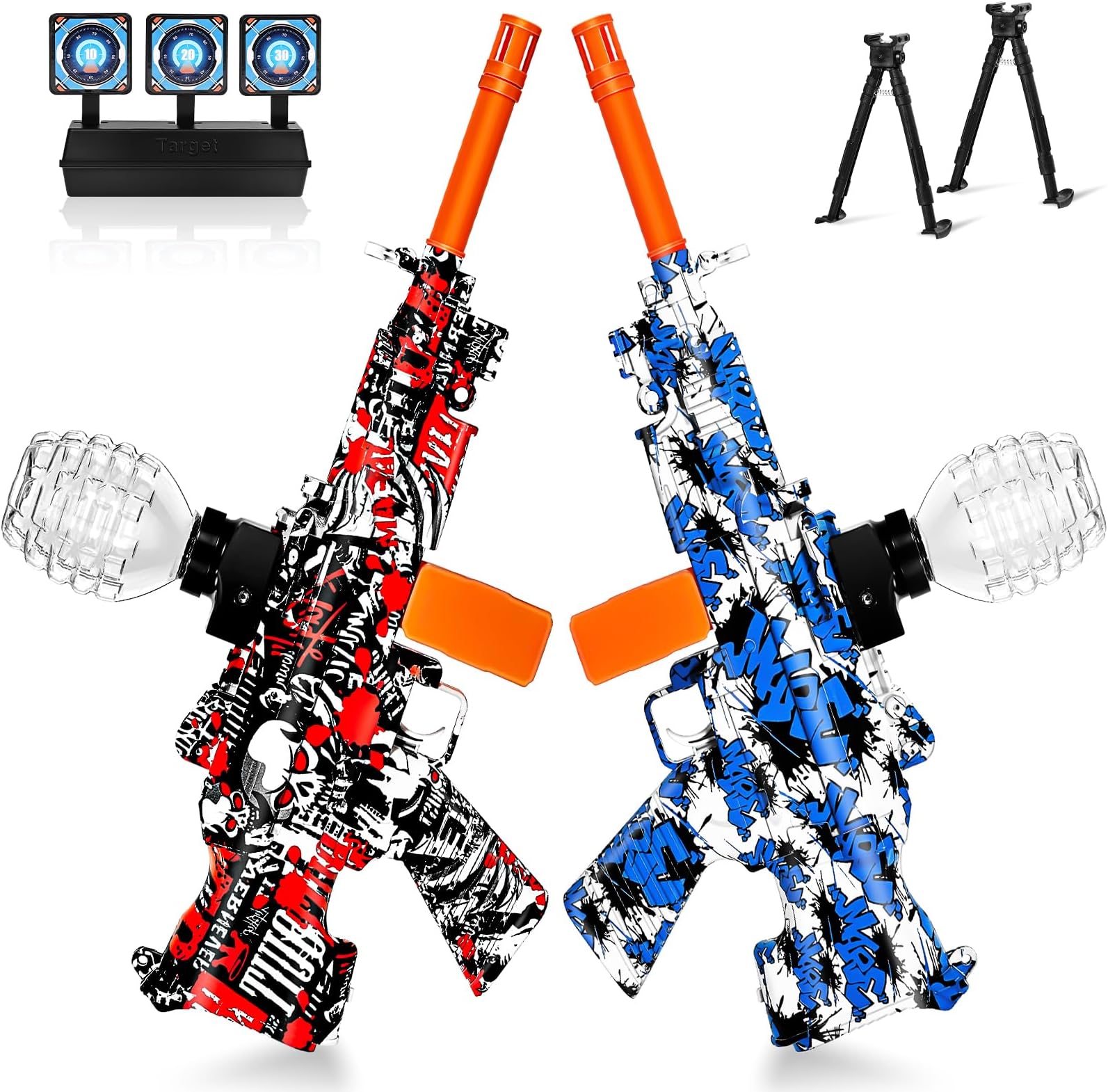 ONEXIZ 2 Set Electric Splatter Blaster Toy, Outdoor Team Games, Christmas, Halloween, Birthday, New Year Gift for Ages 14+（Classic Red + Classic Blue）