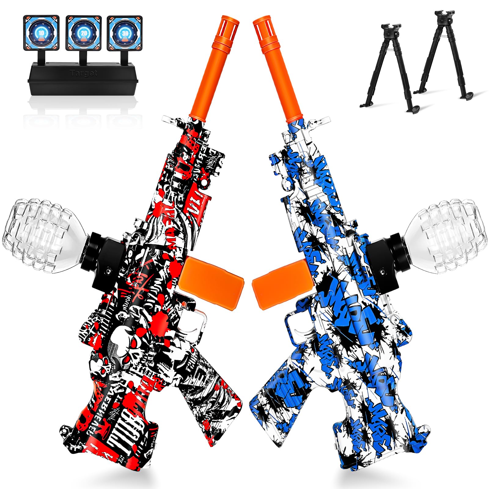 2 Set Electric Splatter Blaster Toy, Outdoor Team Games, Christmas, Halloween, Birthday, New Year Gift for Ages 14+（Classic Red + Classic Blue）