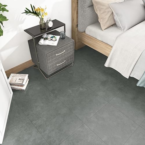 Miniatura 3 de WESTICK Azulejos de suelo de mármol gris para despegar y pegar de 12 x 12 pulgadas, azulejos de piso de baño, azulejos de vinilo autoadhesivos