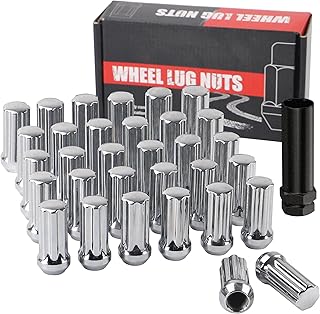 EOTH M14x1.5 Wheel Lug Nuts,2 inch Chrome Closed End Spline Lug Nuts with 1 Socket Key for Silverado Sierra F250 F350 Suburban Savana 8 Lug Aftermarket Wheel