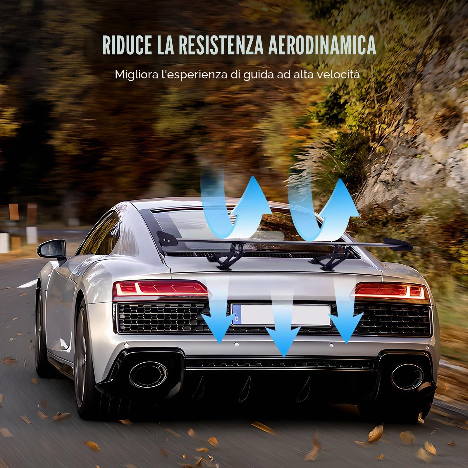 VEVOR GT Style Alette Spoiler, Spoiler Posteriori Universali da 1100 mm, con Ponte Singolo, Materiale in Alluminio Leggero Regolabile, Spoiler Posteriori per Auto, Ala da Deriva BGW/JDM Racing, Nero