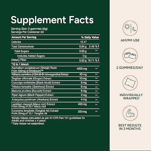 Miniatura 7 de Gomitas Alpha Shilajit 10 en 1  4000 mg de shilajit puro del Himalaya, Tongkat Ali, raíz de maca, 75% ácido fúlvico  Tecnología de biodisponibilidad