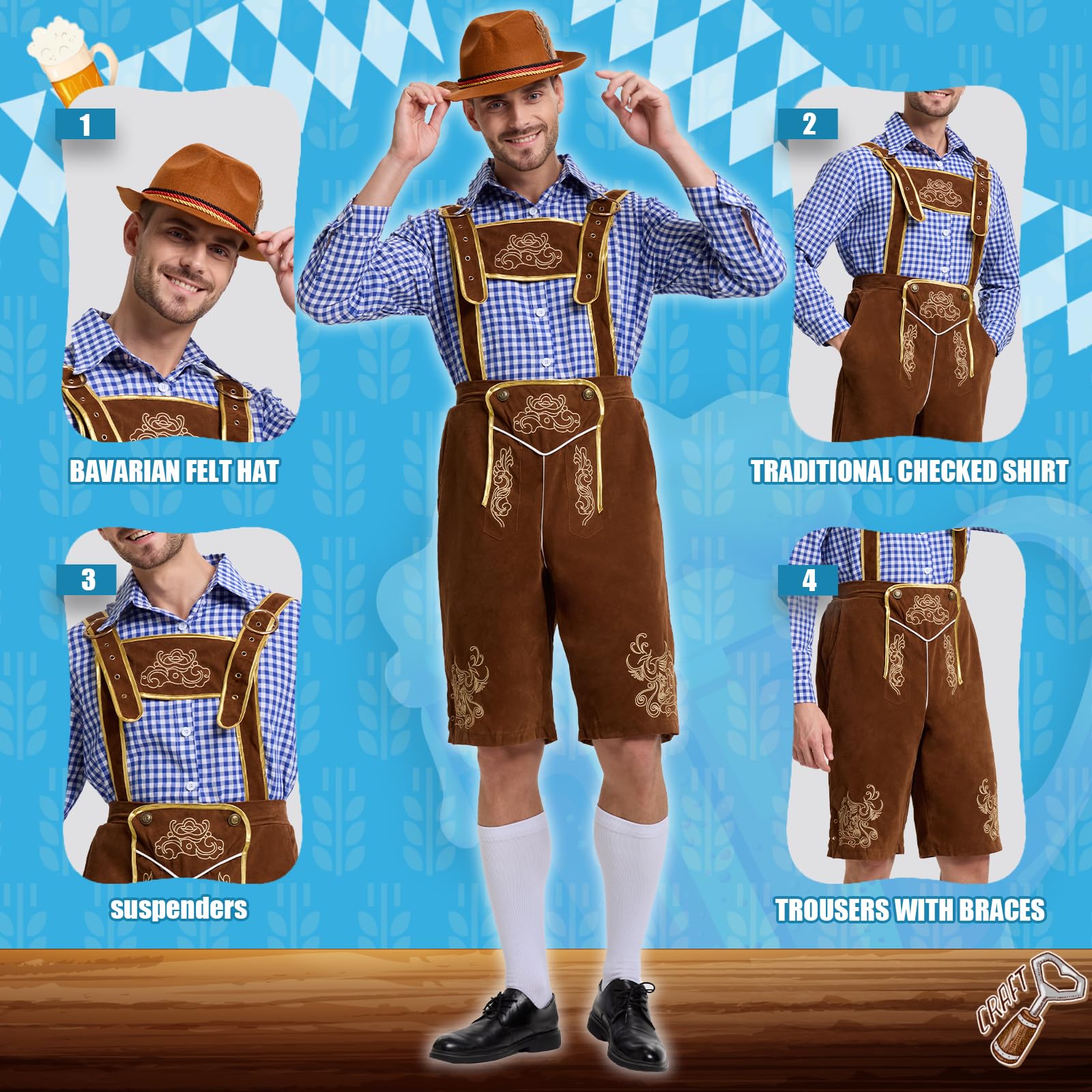 Oktoberfest męski strój, niemiecki Bayern Oktoberfest
