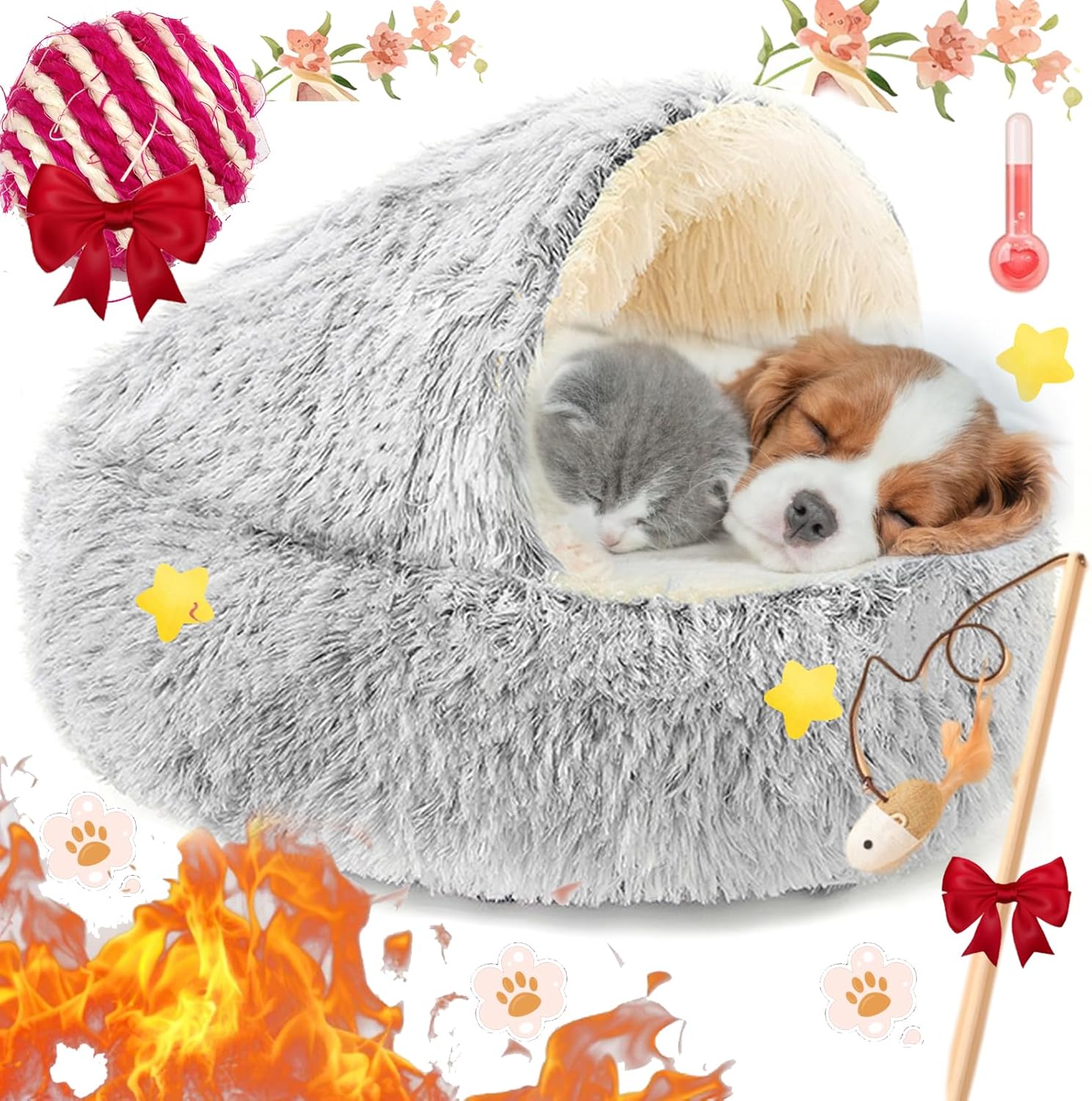 Lapcatz Nest Bed,SemiEnclosed Pet Nest,Covered Cat Bed