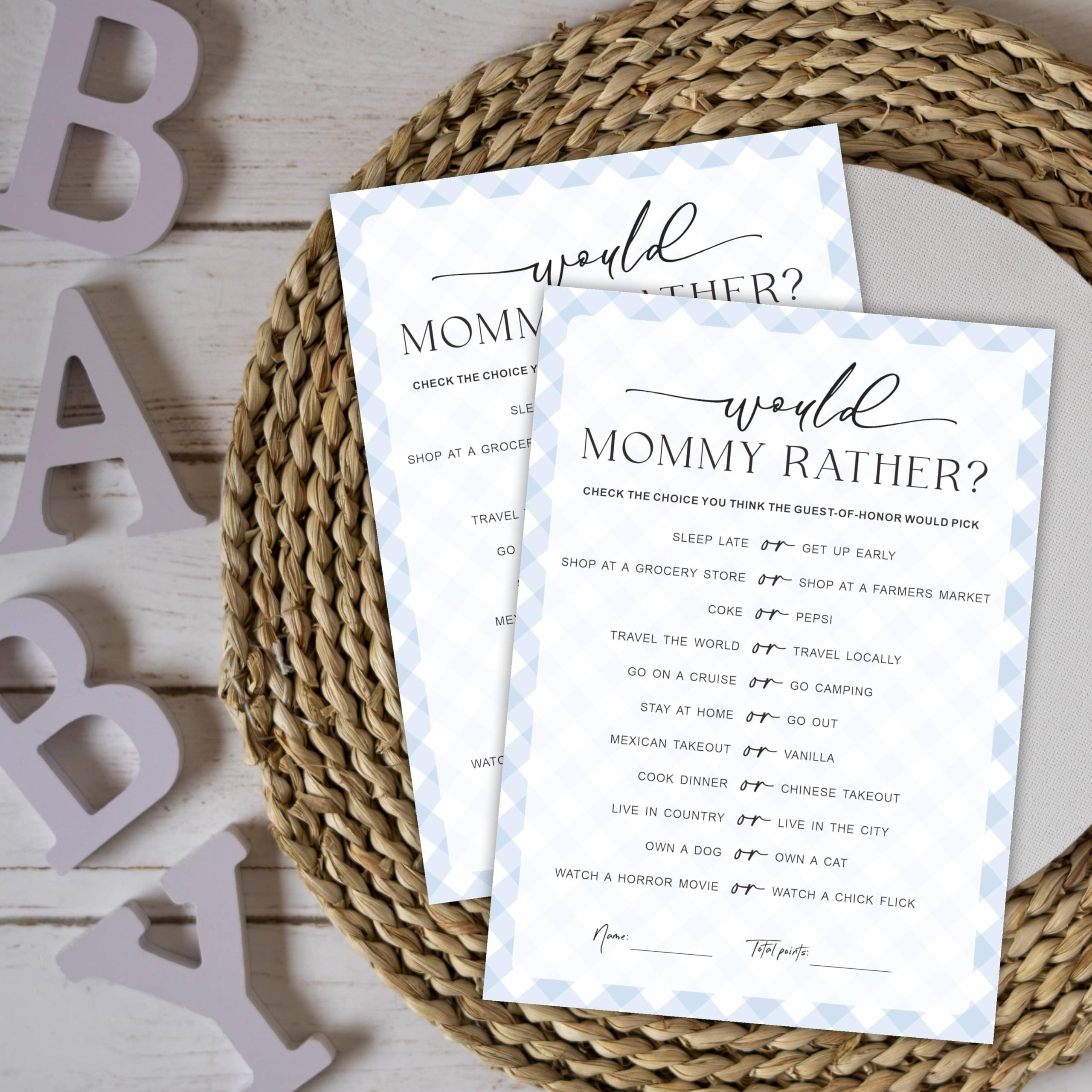 'Would Mommy or Daddy Baby Shower' karty do gier, zabawne gry dla chłopca lub dziewczynki, neutralny pod względem płci, nowoczesny, minimalistyczny design, zajęcia imprezowe, 30 kart 12,7 x 18 cm
