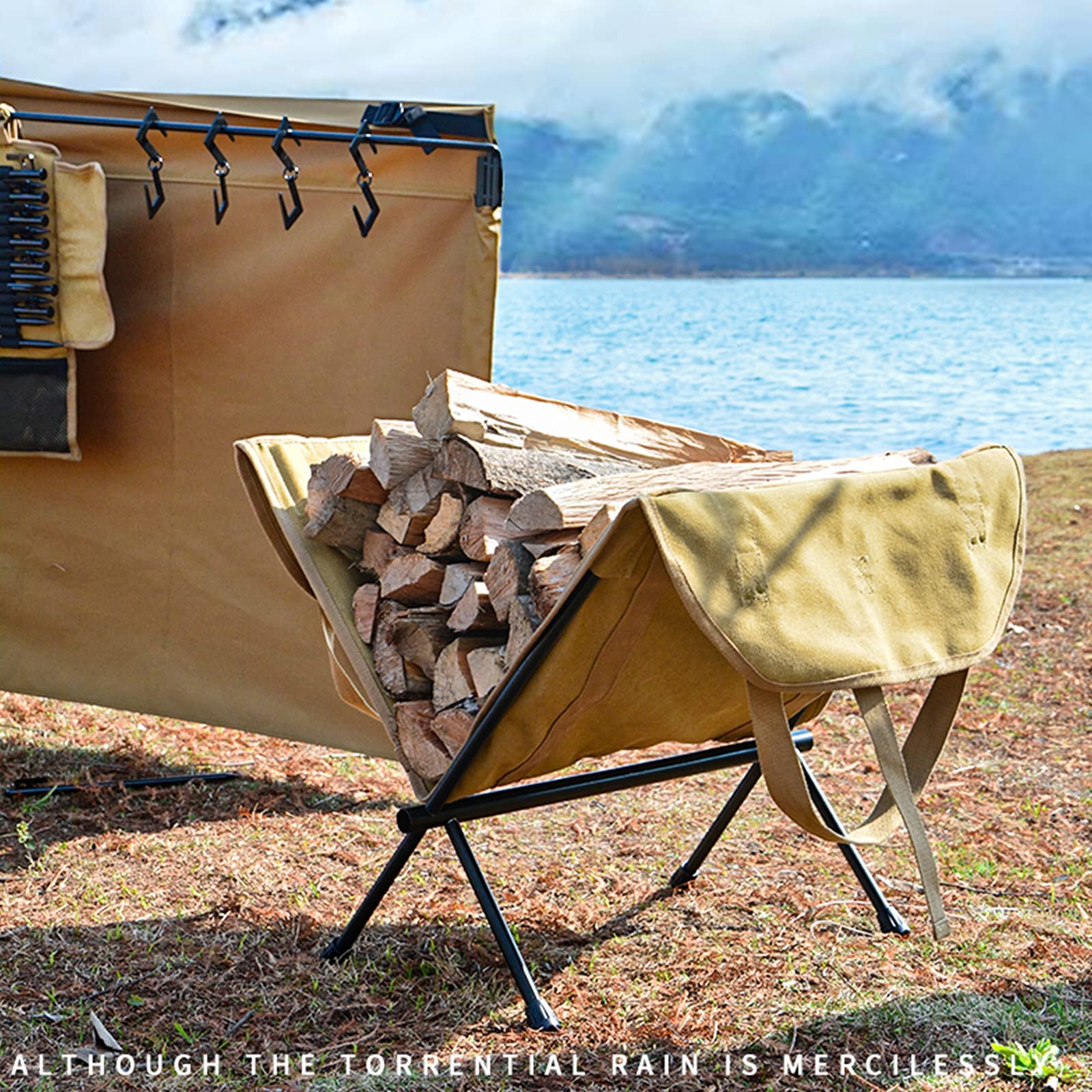 Firewood Log Carrier Tote - Duża osłona do przechowywania na kemping i do użytku na zewnątrz (kolor: 01)