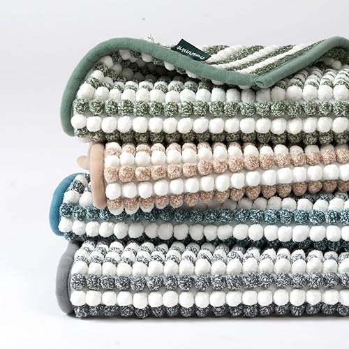 Miniatura 7 de FRESHMINT Alfombra de baño de felpilla Chunky Ombre 17"x24", pequeñas alfombras de baño suaves y absorbentes al agua para el piso del baño, gruesas