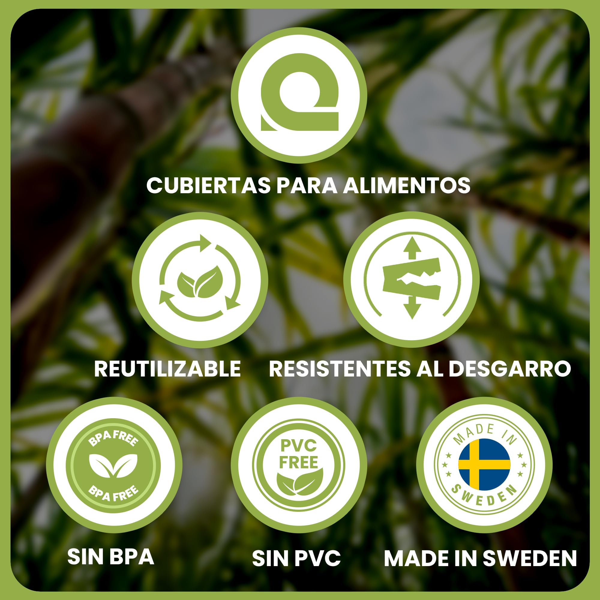 Culivac Cubiertas para Alimentos Bioline ECO-LDPE, banda elástica caucho natural, Bolsas para Tapar Alimentos, film transparente comida, cuencos, pasteles, hecho en Suecia, sin BPA, 10 uds 55x33 cm.