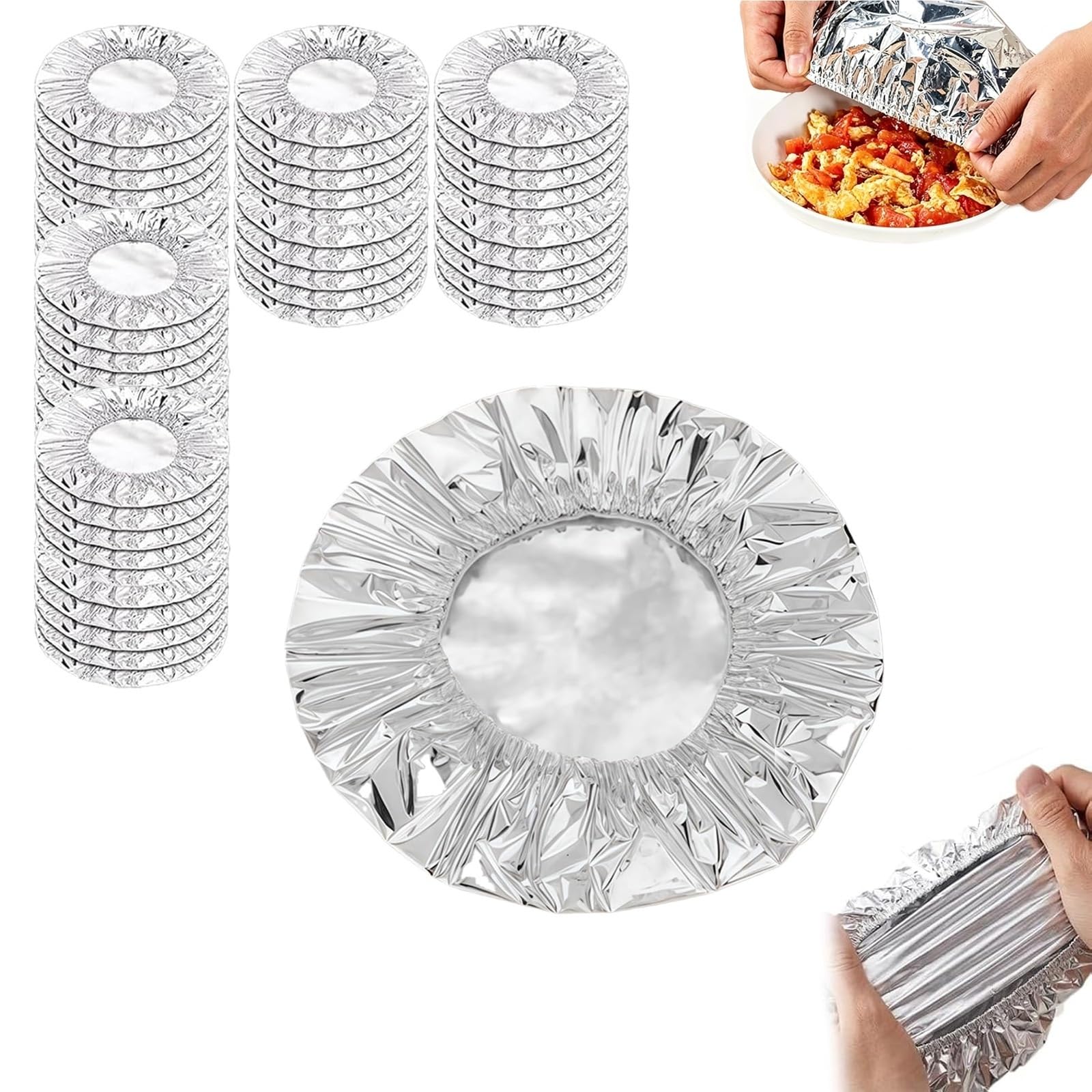 Cubiertas de aluminio reutilizables para almacenamiento de alimentos en boles