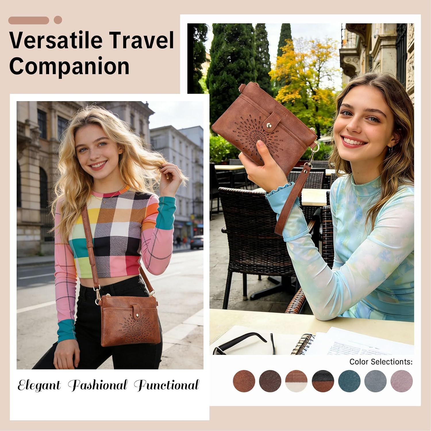 APHISON Wristlet Wallets Clutch Purses Small Crossbody Bags For Women, Cell Phone Wallet Purse RFID Wallet Women - Image 3