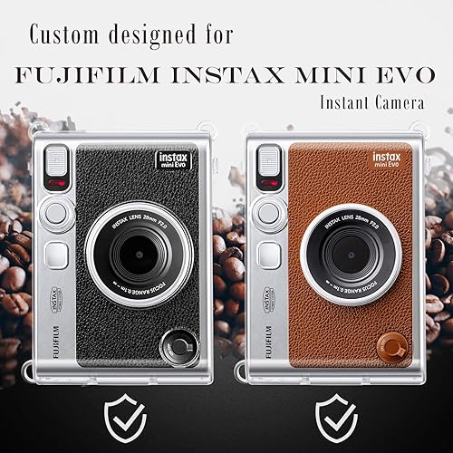 Miniatura 2 de Rieibi Funda protectora transparente para cámara instantánea Fujifilm Instax Mini Evo, funda rígida con correa para el hombro