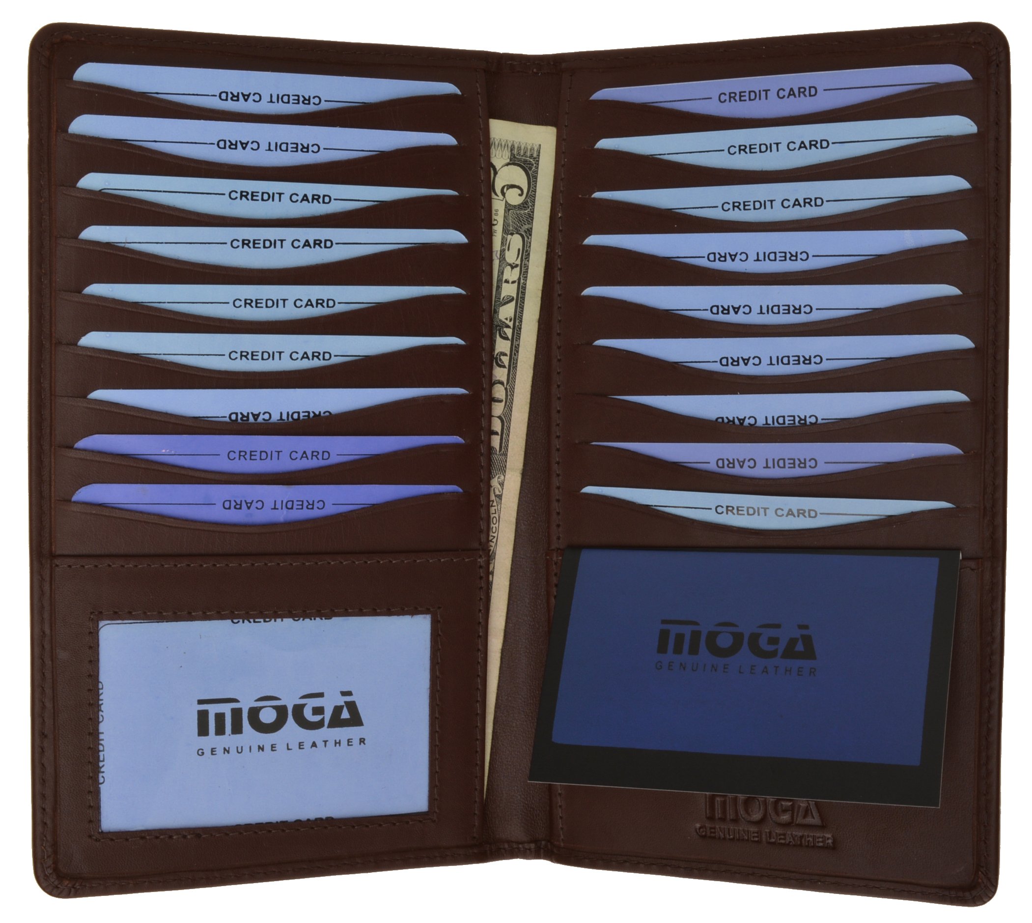 Leather MOGA Wallet w/Credit Card Holder Brown #91529
