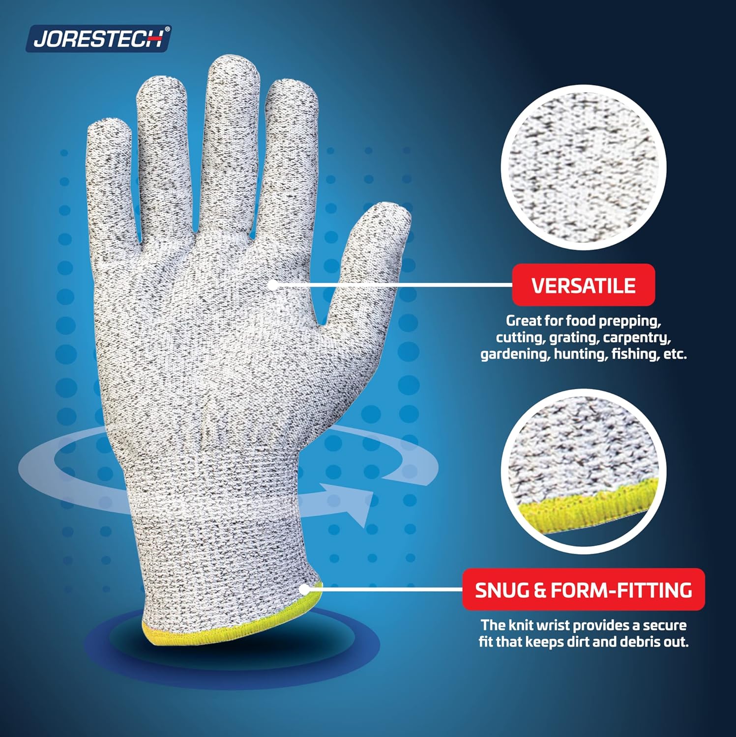 JORESTECH Knit Work Gloves PPE Multi-Use Hand Protection Pack of 12 (Large) GS-03