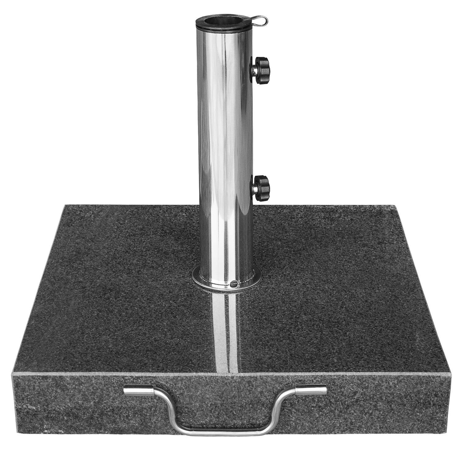 anndora Granit Sonnenschirmständer 40kg rollbar 45x45cm Adapter 48, 38mm - dunkelgrau poliert