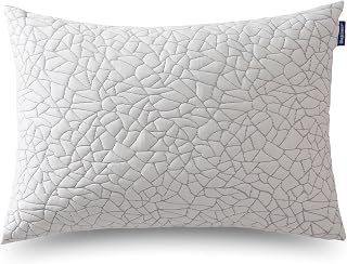 Memory Foam Pillows Standard/Queen Size | Adjustable Stomach, Back or Side Sleeper Pillow | Soft Cooling Bamboo Cover, Original Shredded Memory Foam, Single Pack, Jumbo, 20x28