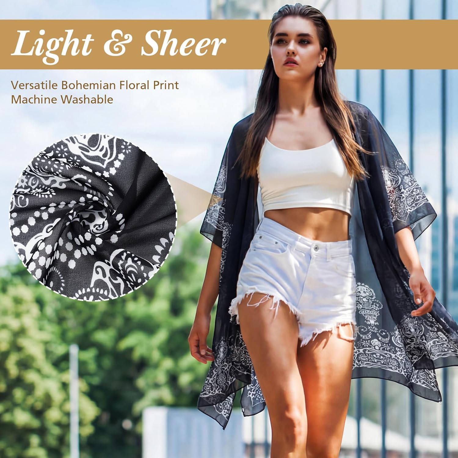 Boho Kimonos for Women Loose Beach Cover up Summer Swimsuit Coverup Cardigan for Holiday Vacation - Image 4