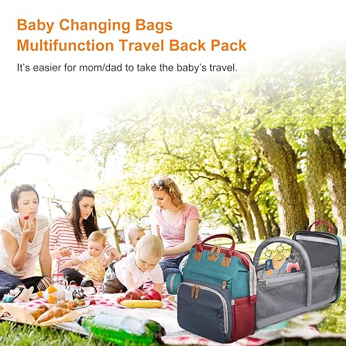 Miniatura 7 de Mochilas para pañales con cambiador, mochila impermeable para pañales para mamás y papás con puerto de carga USB, regalos para baby shower, mochila