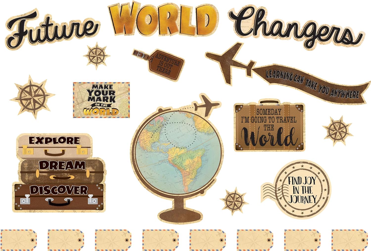 Teacher Created Resources Travel The Map Future World Changers Bulletin Board Set 14" x 19-1/2" Globe