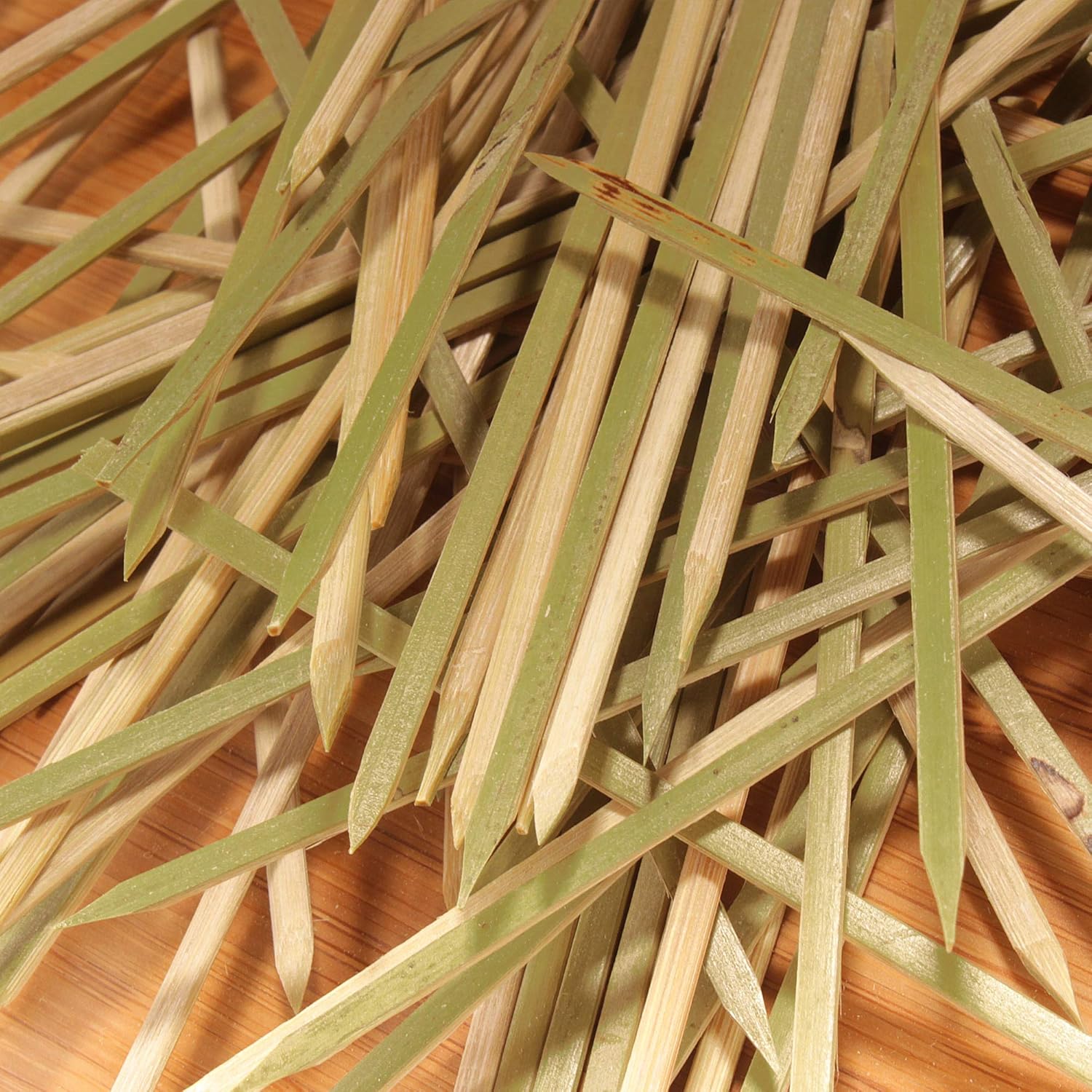 BambooMN Flat Picks Bamboo Appetizer Garnish Toothpicks - 3.9" - 500pcs