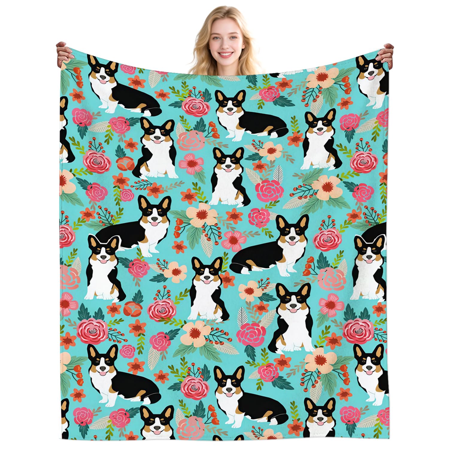 Corgi Dog Gifts Blanket for Girls Dog Lovers Corgis Themed Print Throw Blanket Stuff Cozy Puppy Plush Bedding Dogs Gifts for Girls Boys Kids Women Adults Birthday Party Decorations 50"X40"INCH