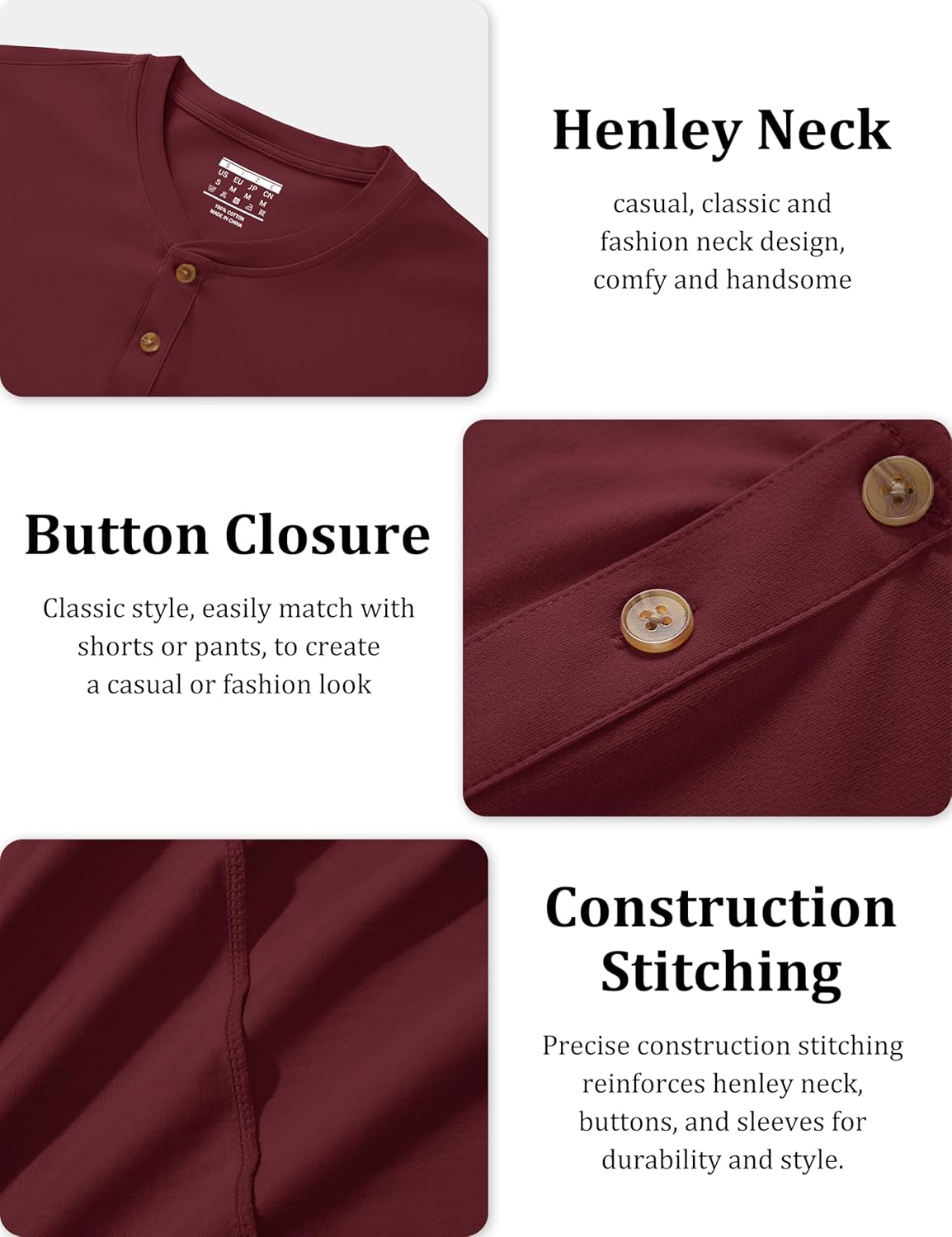 MAGCOMSEN Men's Henley Shirts Long Sleeve Button Shirts Moisture Wicking Tees Casual Basic Solid Pullover Shirt