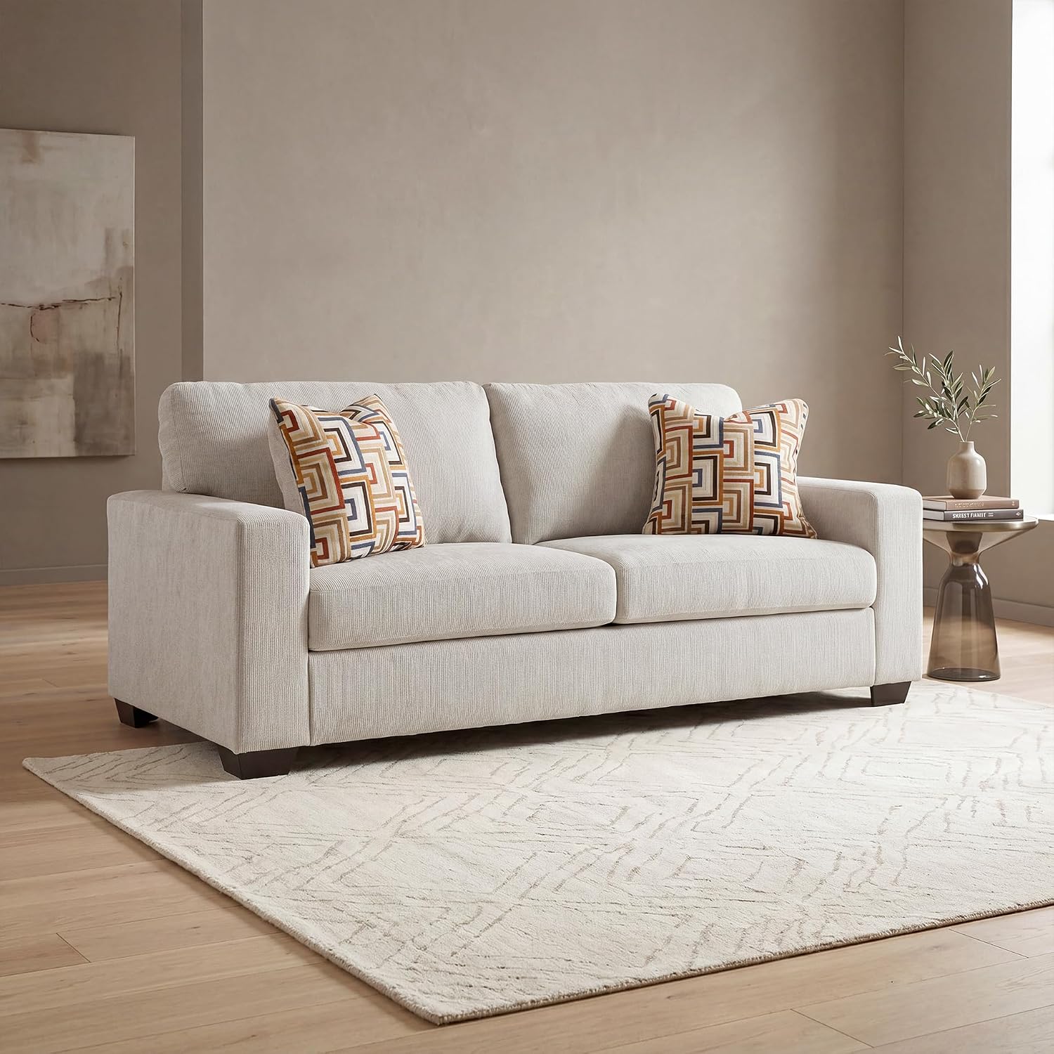 Signature Design by Ashley Aviemore Coastal Sofa with 2 Accent Pillows, Beige