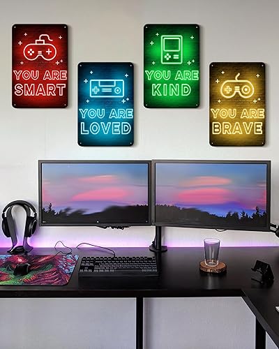 Miniatura 4 de PHOPAGO 4 letreros de pared de neón para decoración de habitación de jugadores, con cita inspiradora, 12 x 8 pulgadas, para dormitorio, baño,
