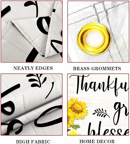 Miniatura 5 de Bandera de otoño con diseño de calabaza y calabaza de otoño de 3 x 5 pies, bandera de otoño con texto en inglés "Thankful Grateful Blessed Happy