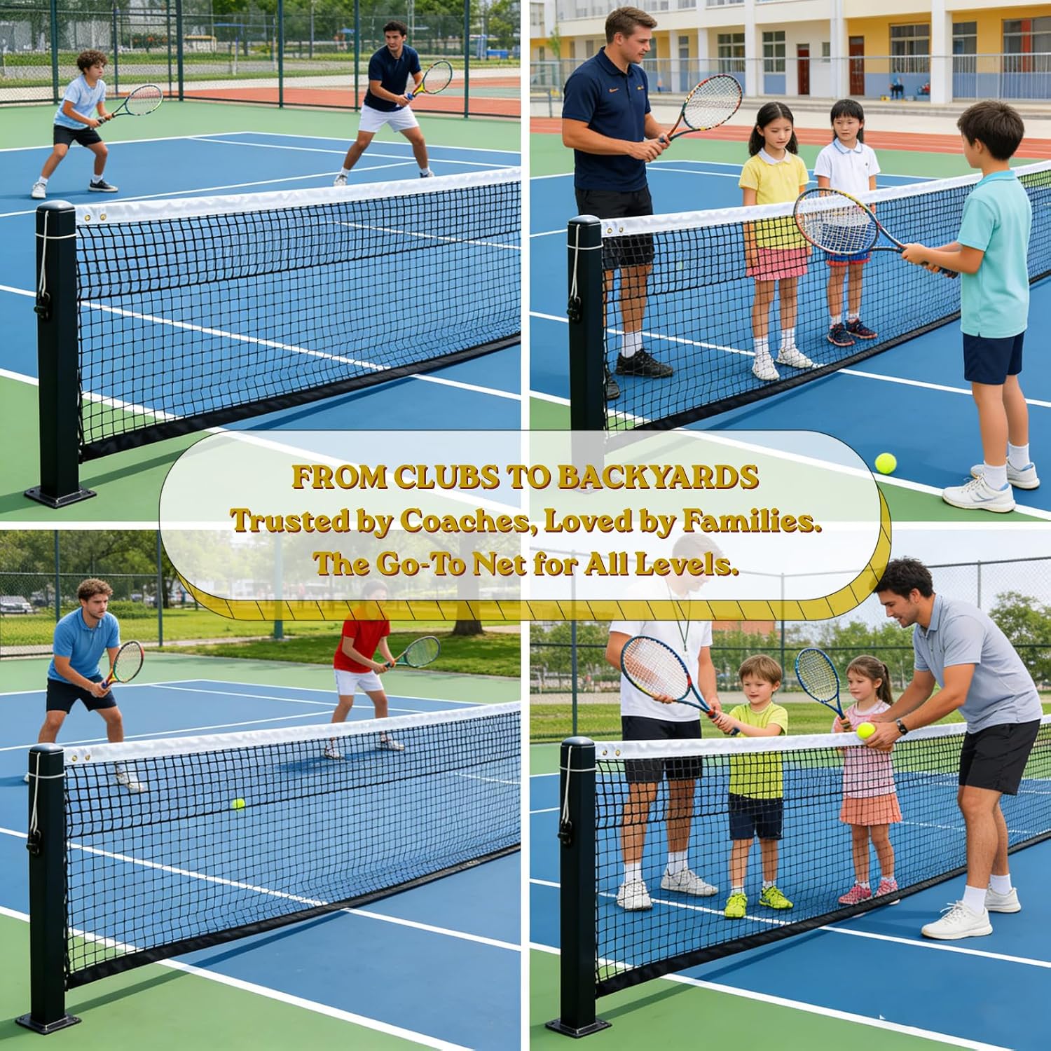 Professional Tennis Net 42ft x 3.5ft - Heavy Duty Handmade Court Replacement with UV & Waterproof Nylon, 6mm Steel Cable & Portable Design for Club, Coach & Backyard