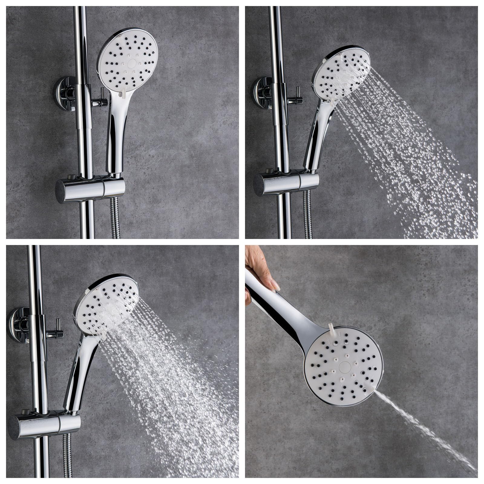 Colonna Doccia con Cascata Tavolo Portaoggetti Design Cromato