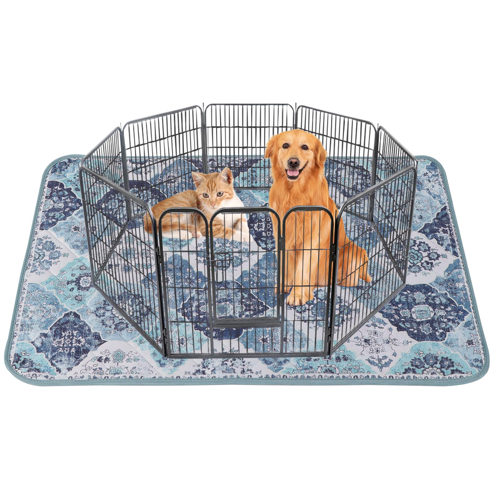IEUUMLER Washable Pee Pads for Dogs, 1 Pack Reusable Pee Pads for Dogs Non-Slip Grip, Super Absorbent Waterproof Puppy Pads for Potty Training, Playpen, Crate, Whelping Box EU011 (Blue,63" x 63")