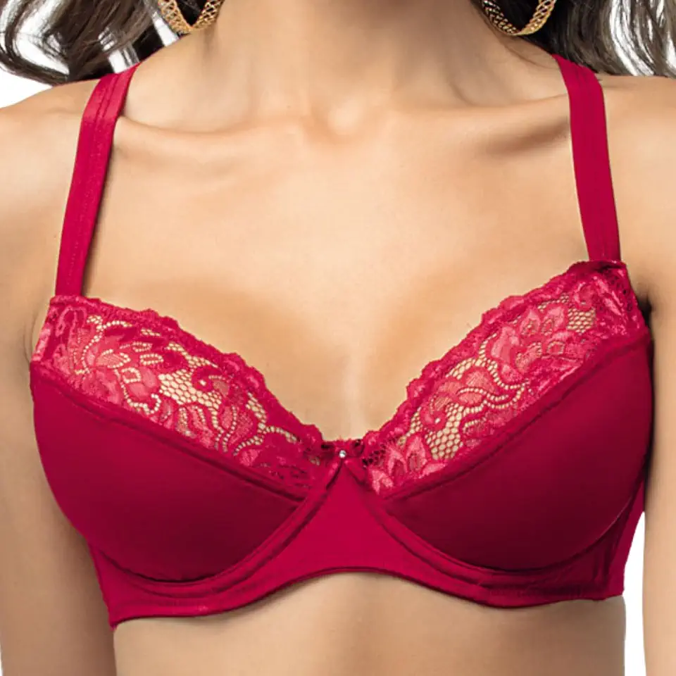 Sutiã DeMillus Presilha Nas Costas, Com Aro Sem Bojo, Microfibra e Renda, Sustentação Natural, Busto Anatômico, Alças Ajustáveis, Lingerie Lousane Feminina