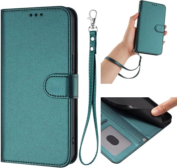 ZXL Wallet Case for MotorolaMOTO G30/G10/G20/G10 Power Soft Skin Flip PU Leather Case Credit Cards Holder Kickstand Shockproof Magnetic Protection Cover with Wrist Strap Green