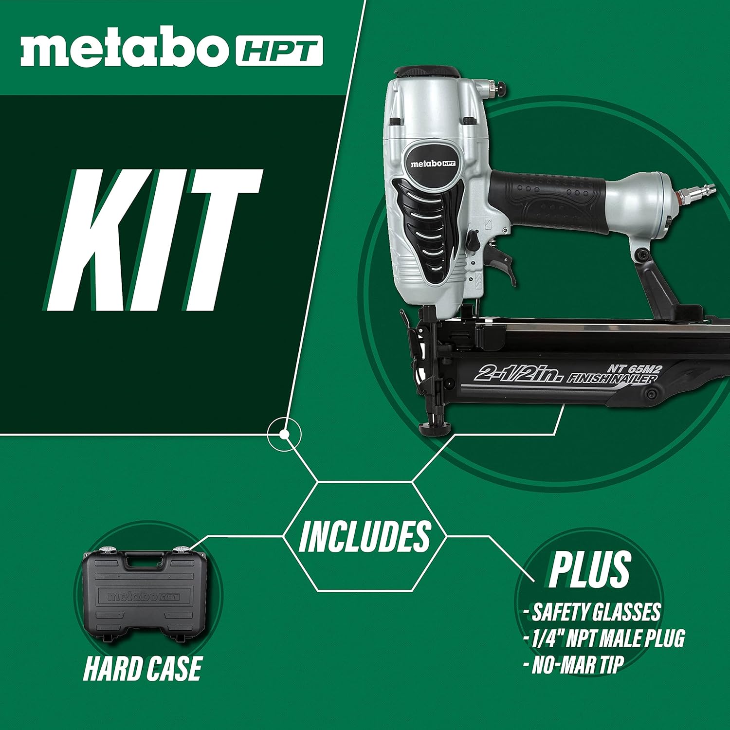 Metabo HPT Finish Nailer | 16 Gauge Finish Nails - 1-Inch up to 2-1/2-Inch | Integrated Air Duster | 5-Year Warranty | NT65M2S : Everything Else