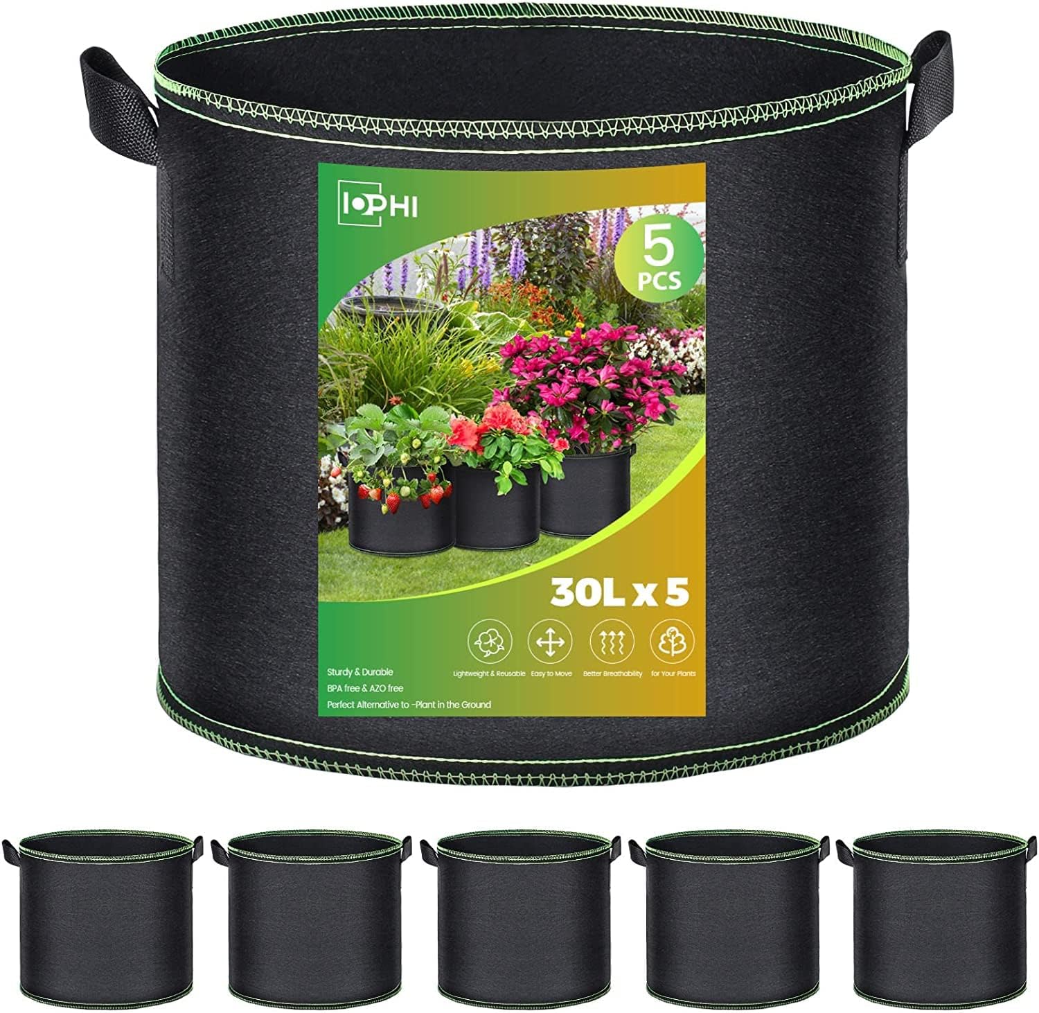 Pflanzsäcke 14 Liter 3er Set - Stoff Blumentöpfe Mit Griff