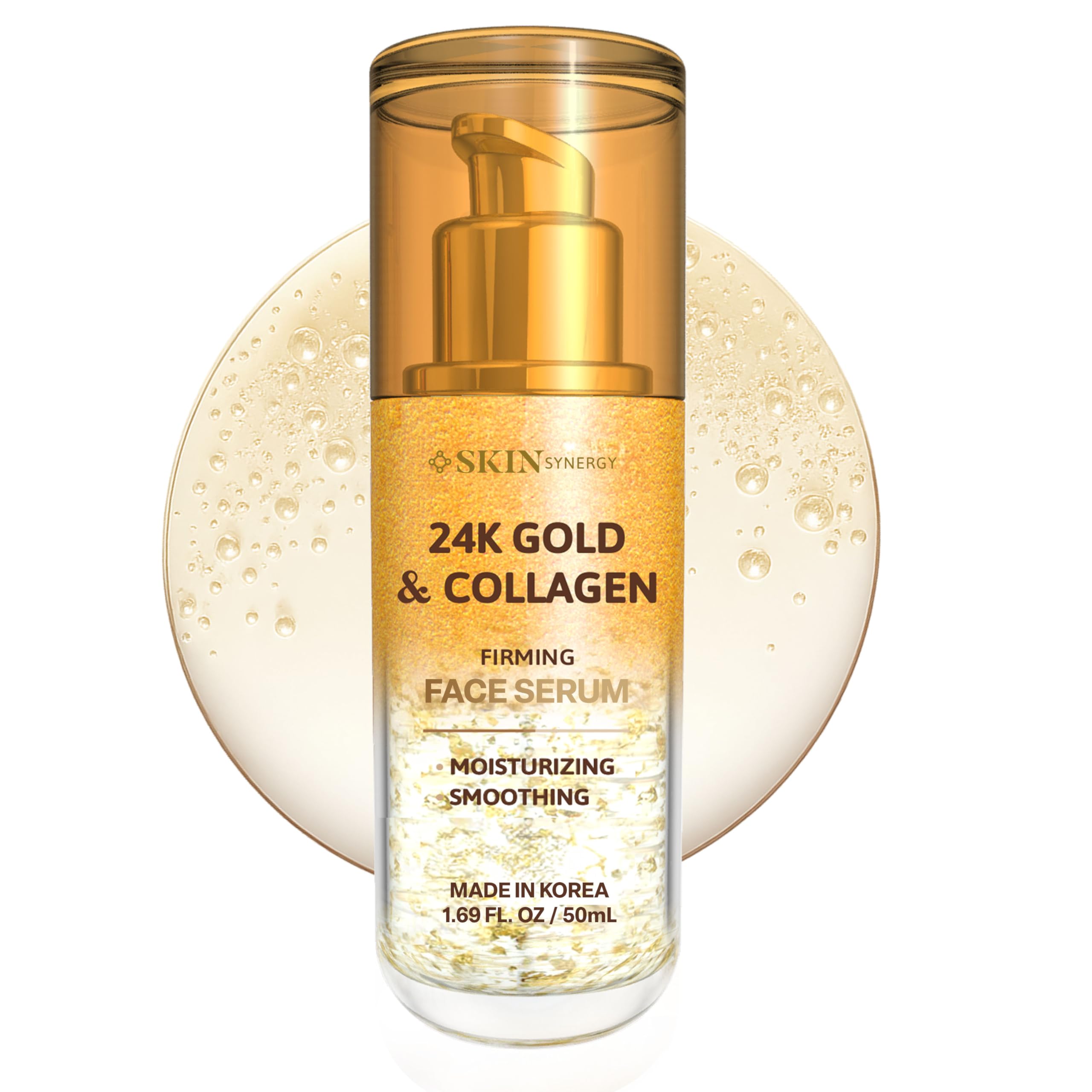 Face Serum with 24K Gold & Collagen – Hydrating, Firming & Radiance Boosting Formula – Dermatologist Tested, Anti-Aging, Korean Skin Care – Clean Beauty, Vegan, Cruelty Free – 1.69 Fl Oz