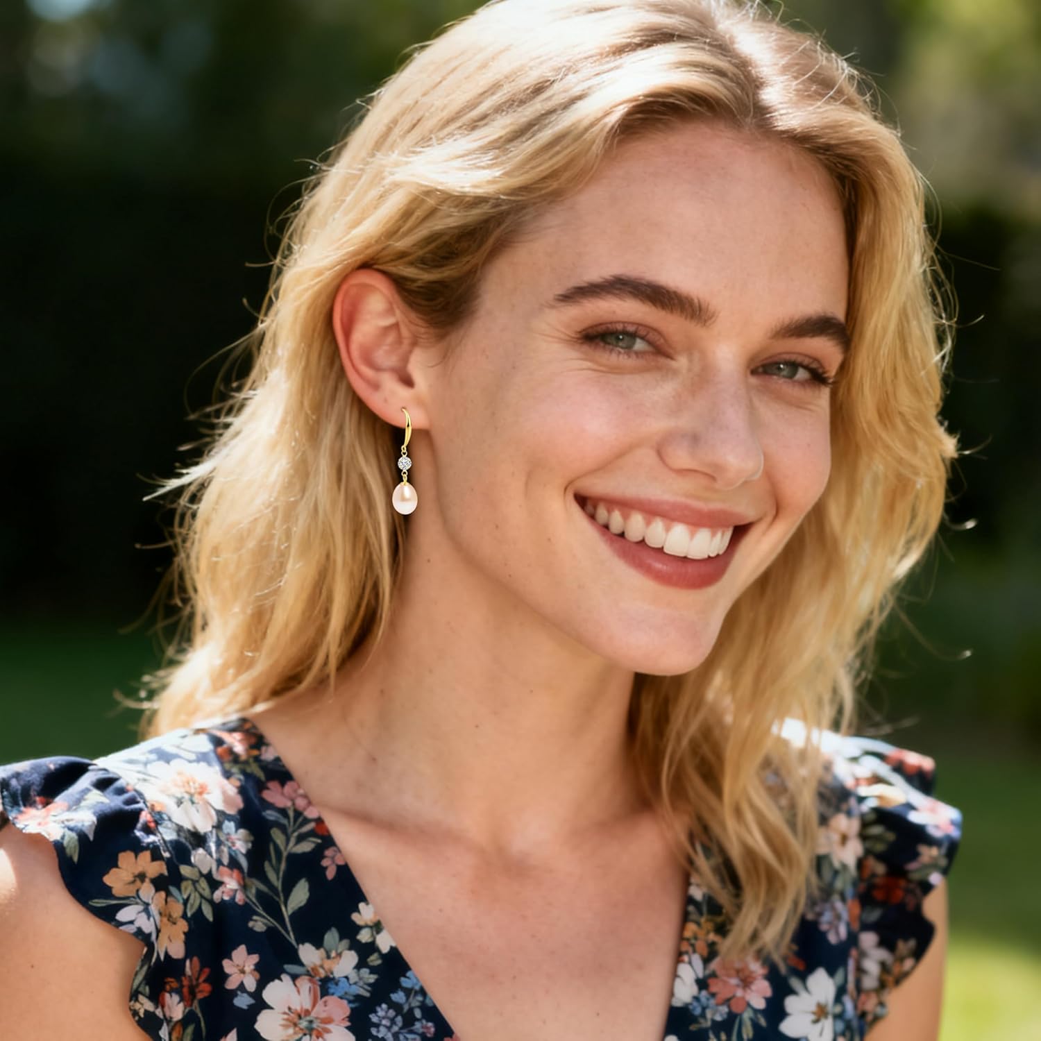 Pearl Drop Earrings for Women, Gold Plated & 925 Sterling Silver, Pink & White Dangle Earrings, Dainty Cute Elegant Bridal Wedding Gift for Her - Image 5